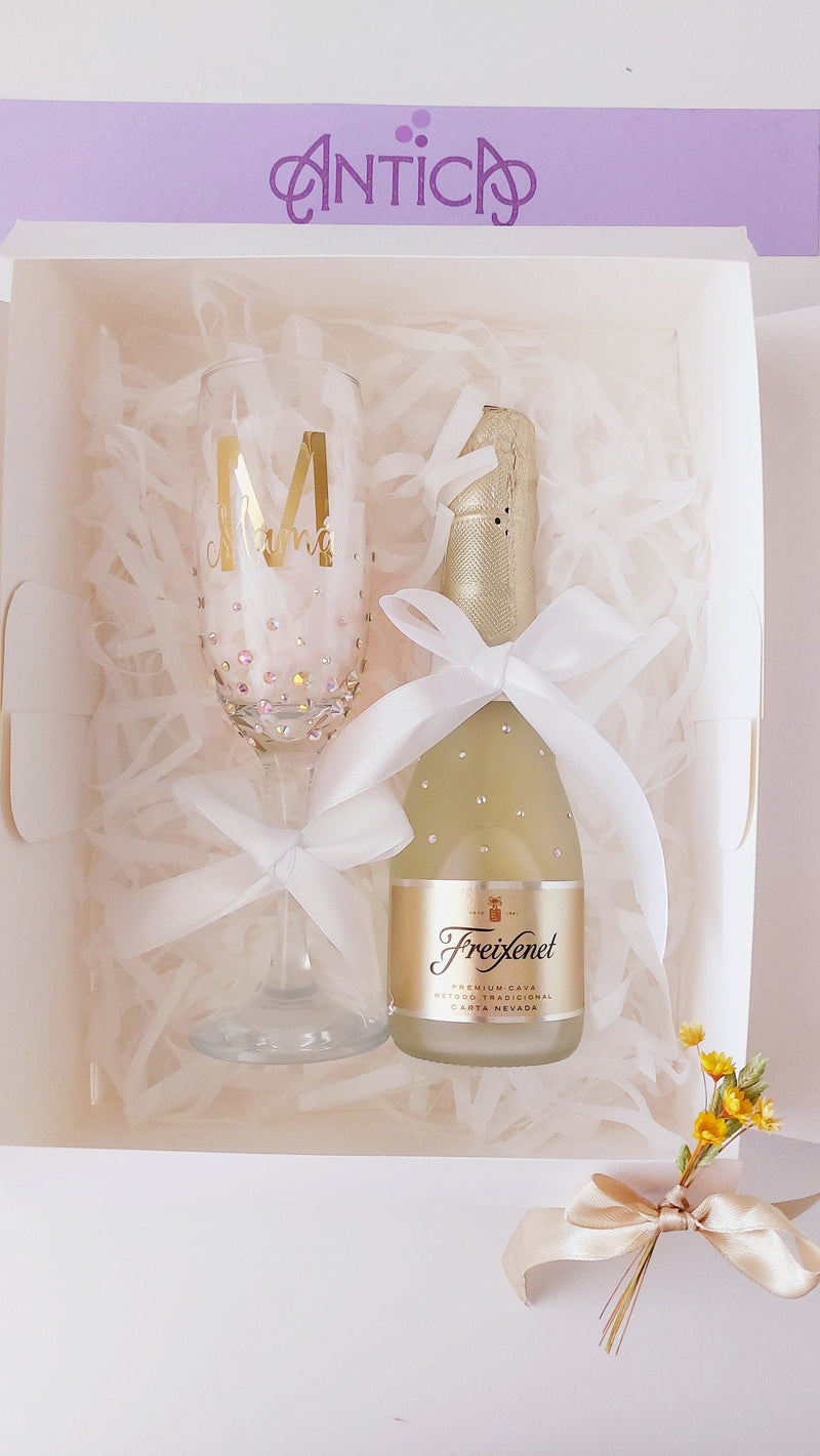 caja regalo de copa y cava