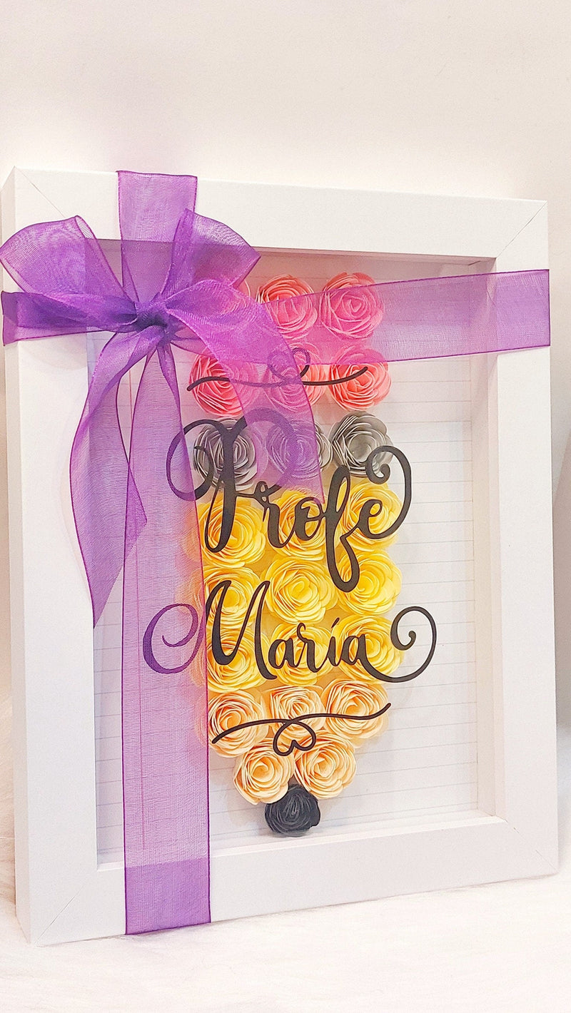regalo para profesora, marco personalizado con nombre t frase