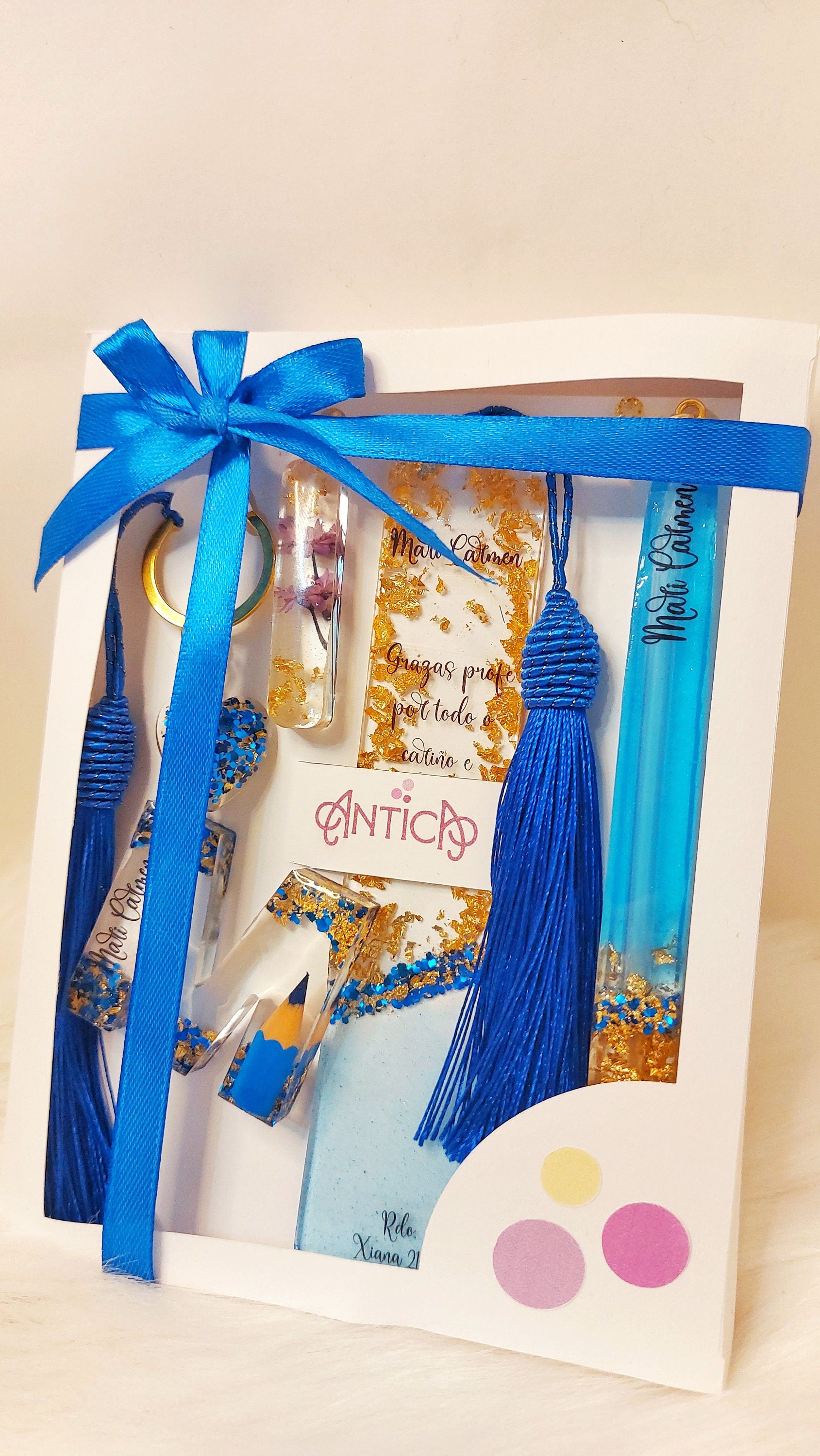 Set Regalo Personalizado para profe en resina.