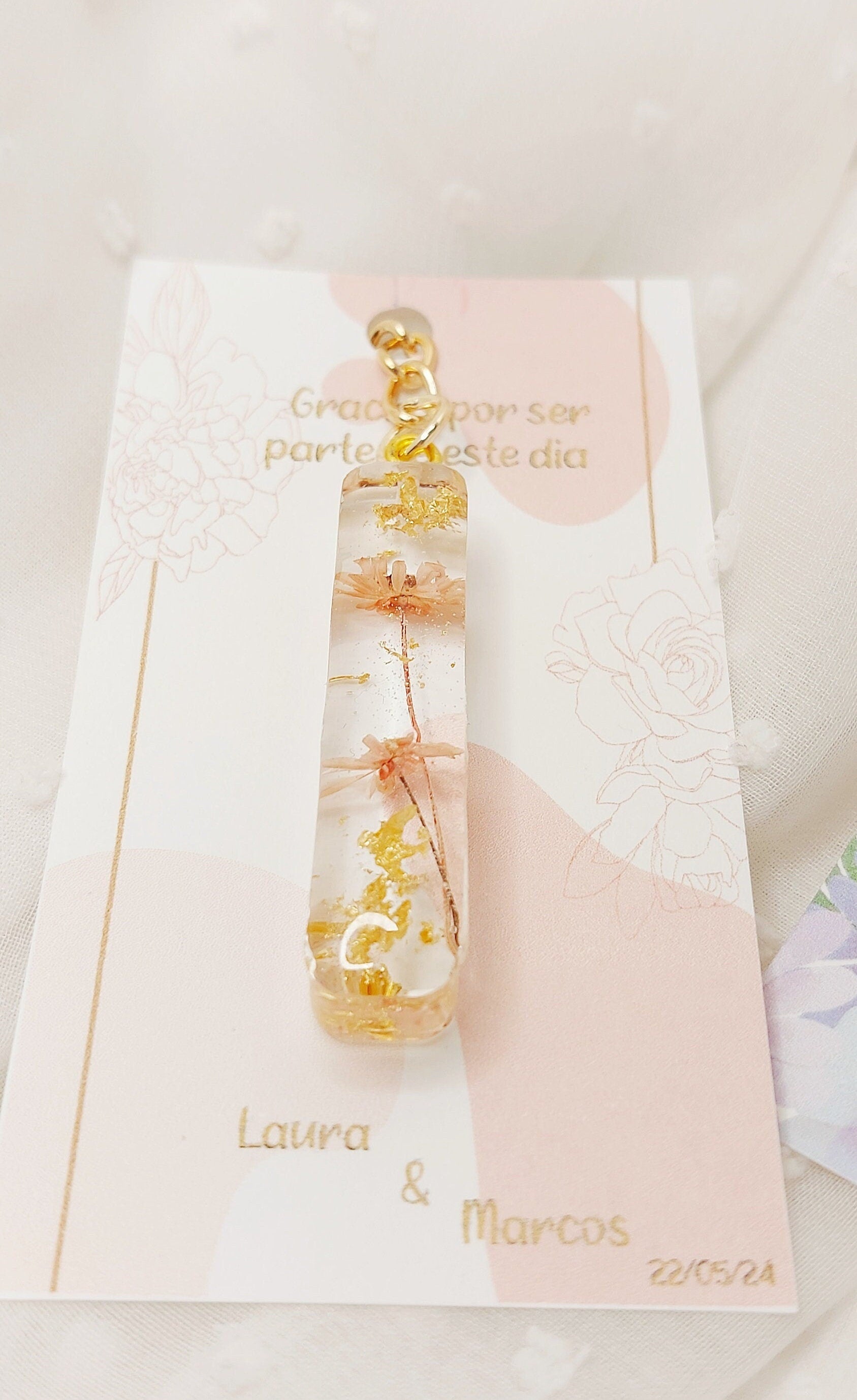 Llavero floral + Tarjeta