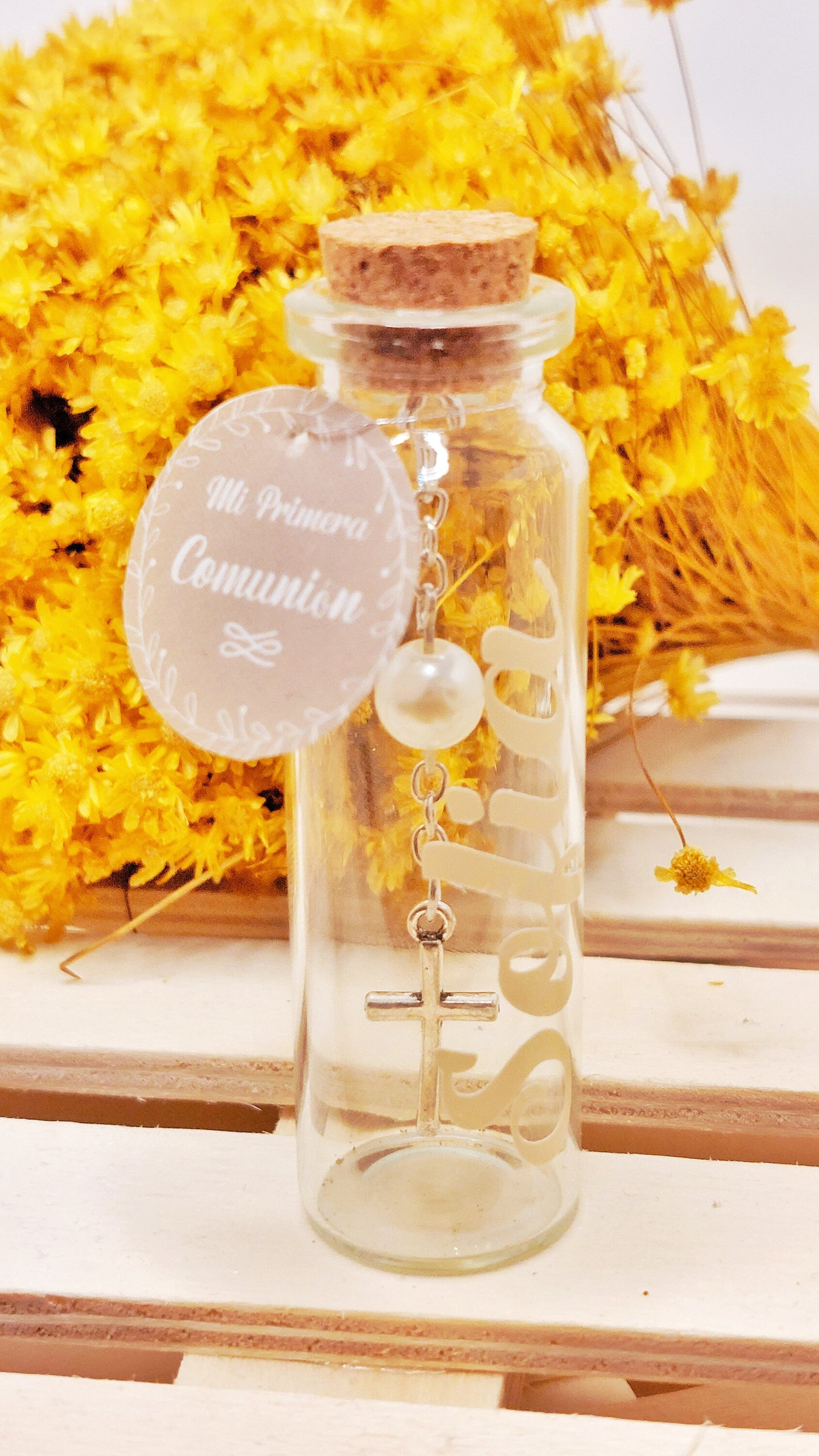 Botella pequeña personalizada con cruz