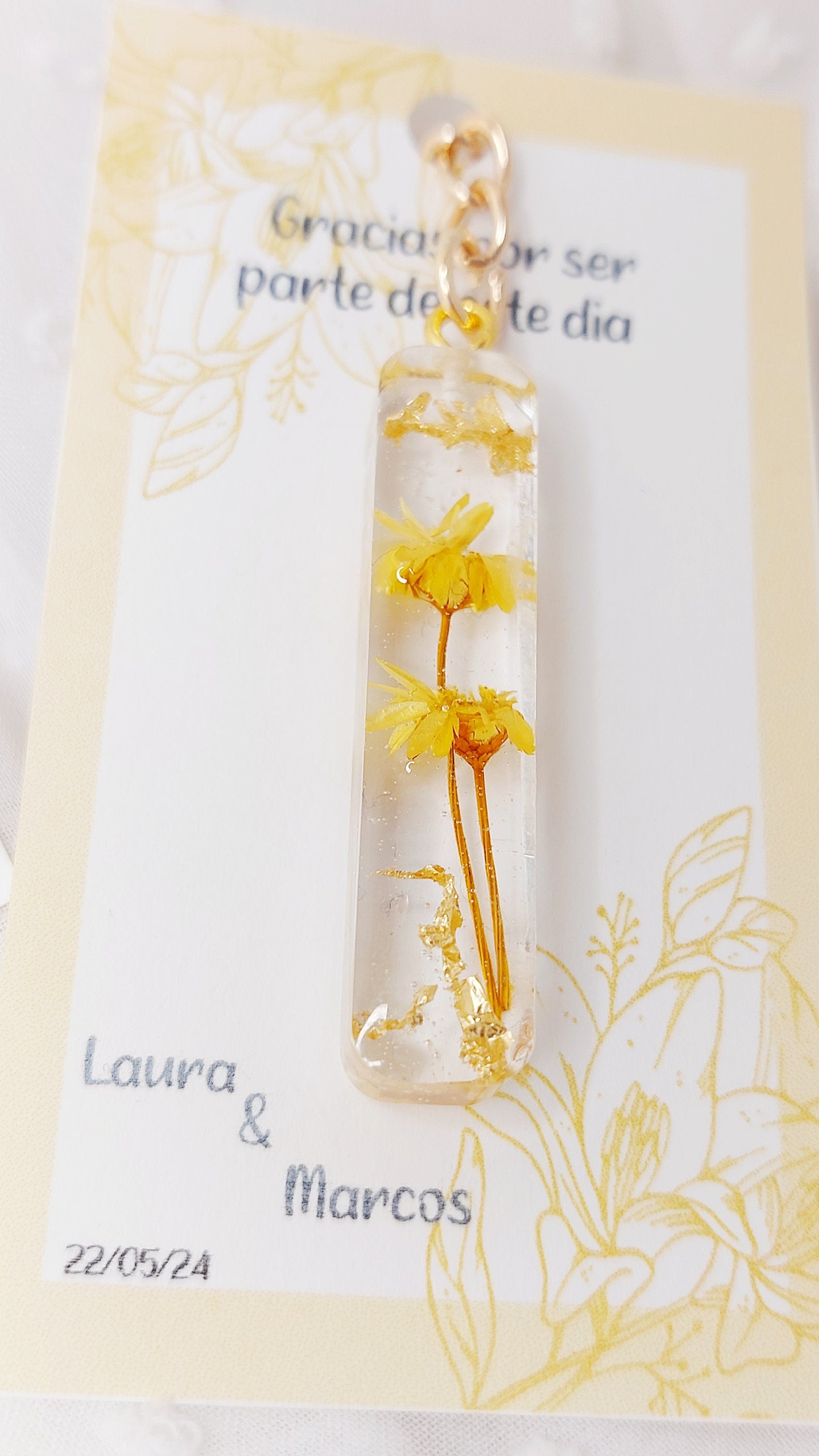 Llavero floral + Tarjeta
