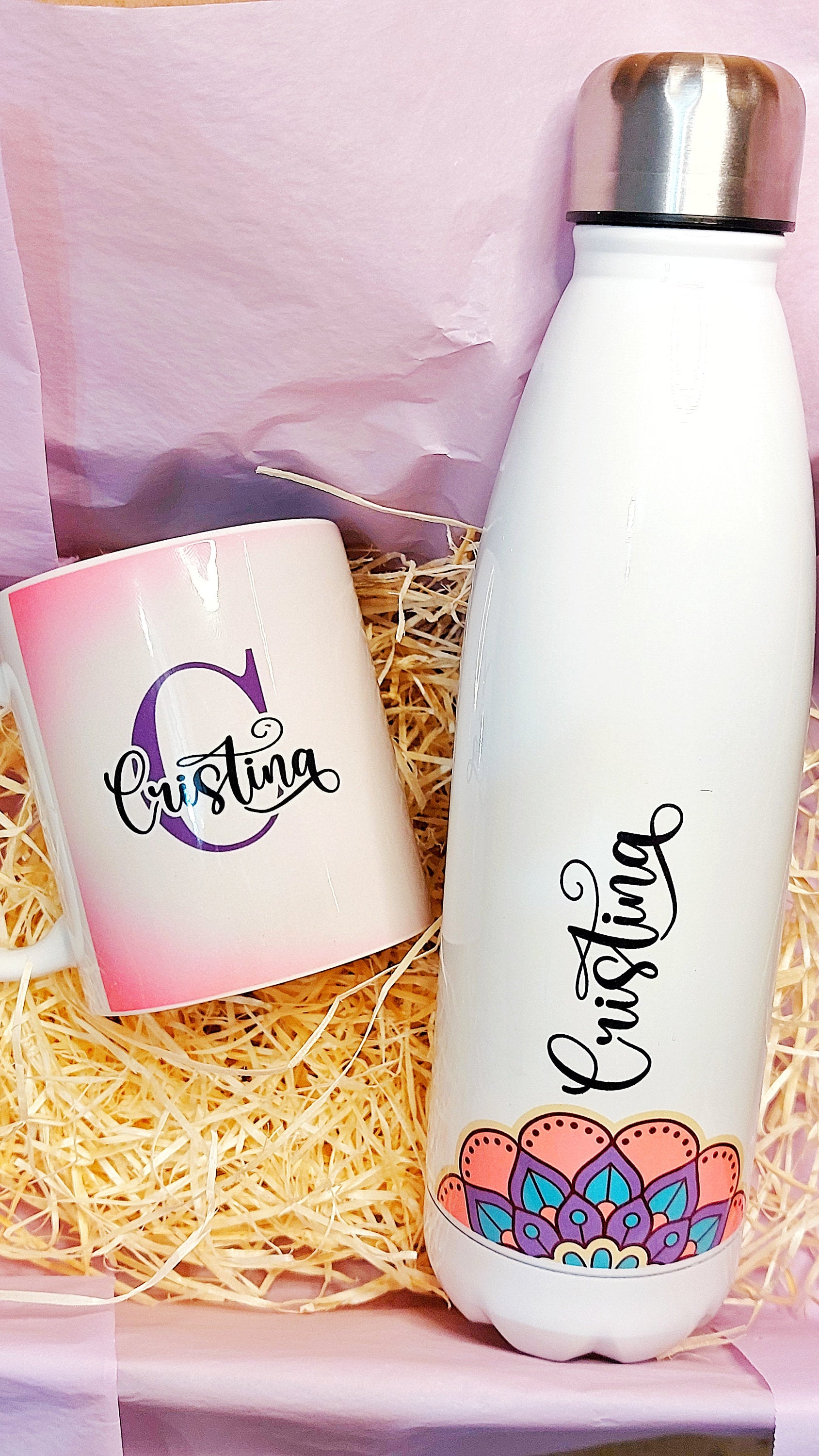 Set regalo personalizado de botella y taza