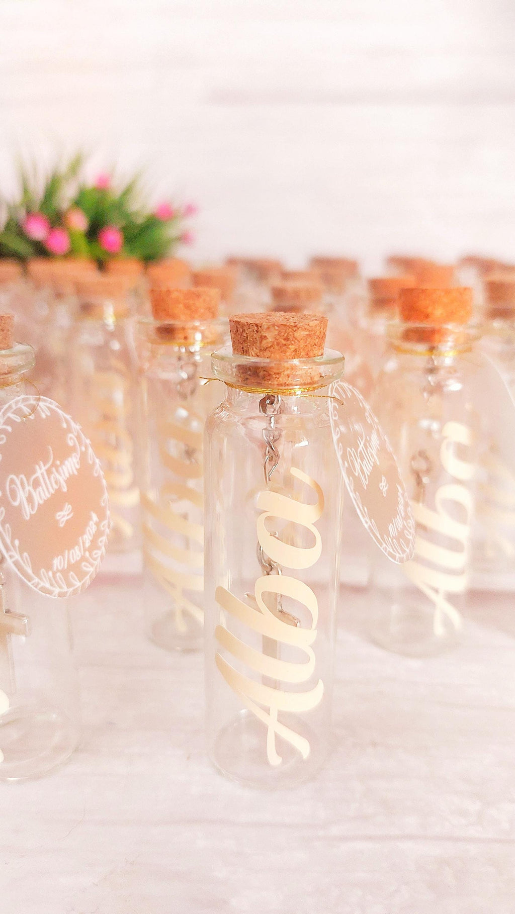 Botella con Rosario Personalizado para invitado