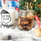 Vaso y tarro de cristal papá Noel
