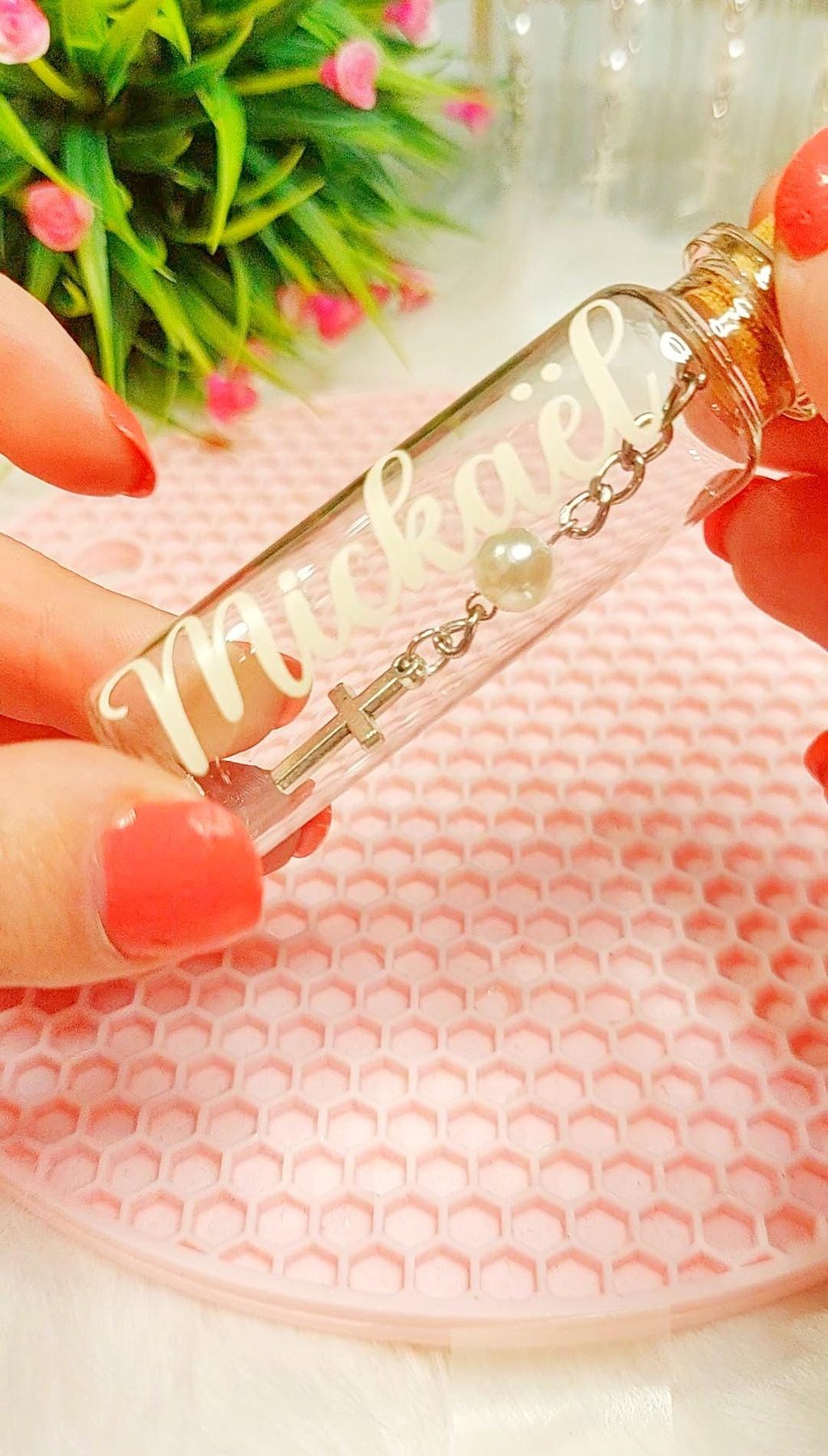 Botella con Rosario Personalizado para invitado