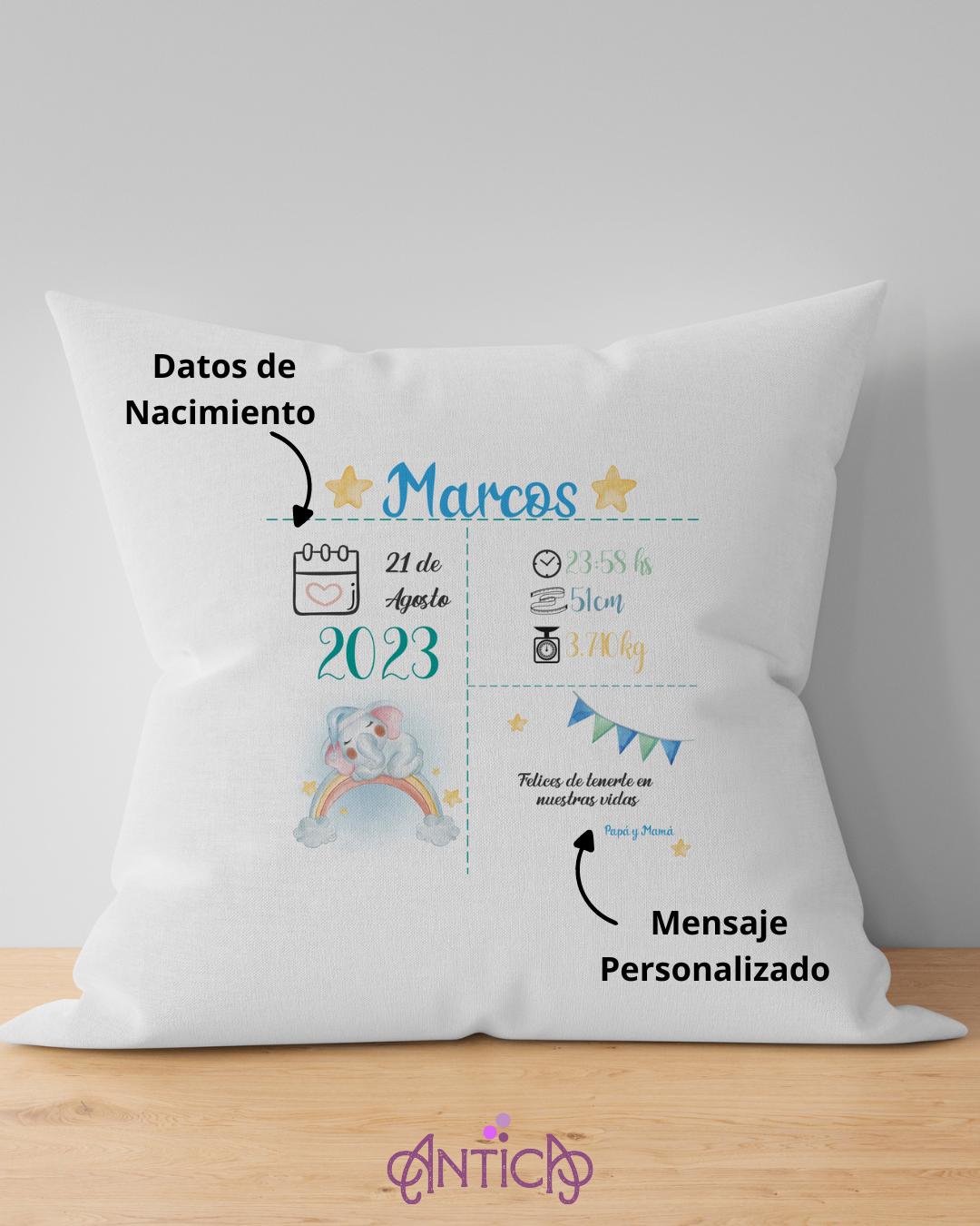 Cojín nacimiento personalizado