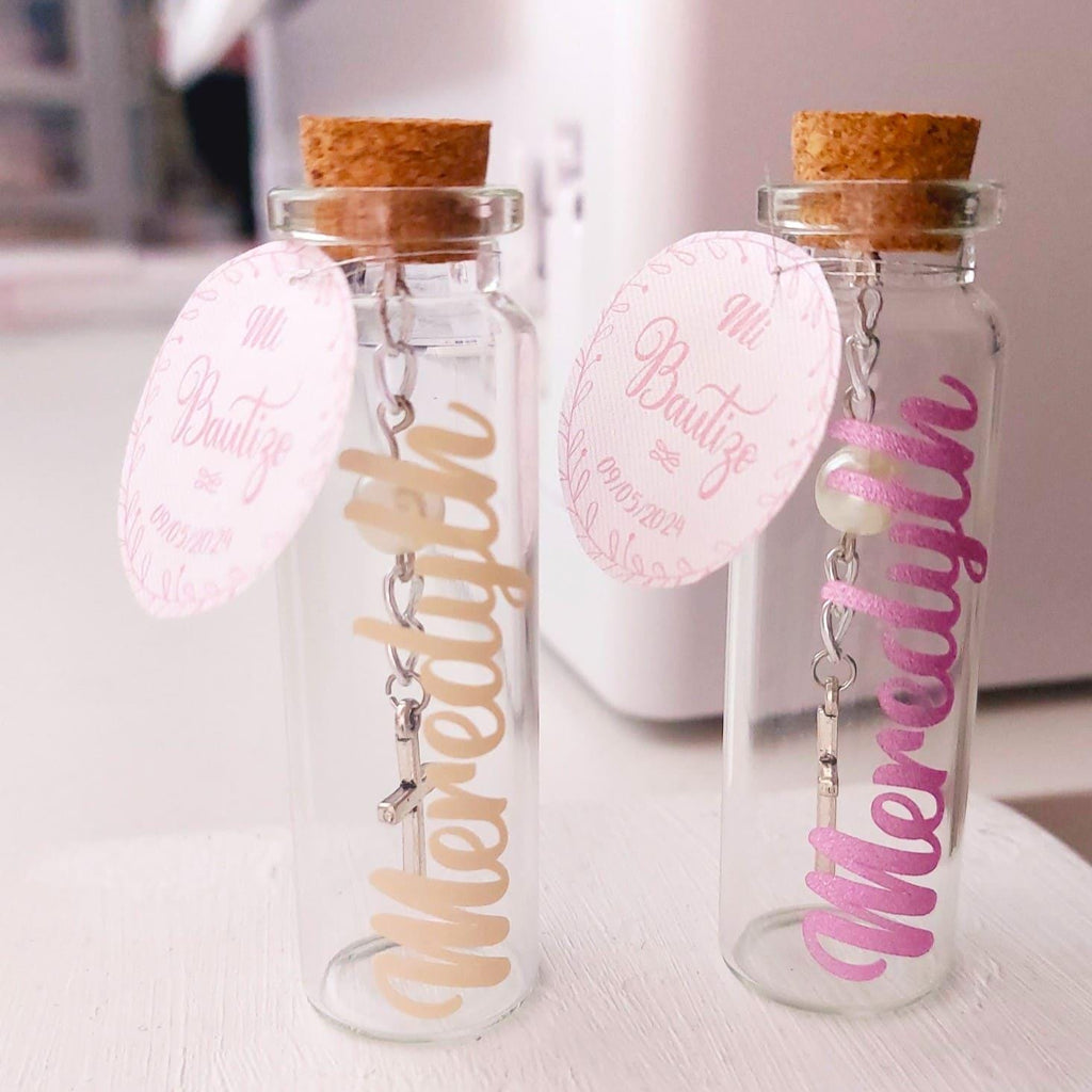 Botella con Rosario Personalizado para invitado