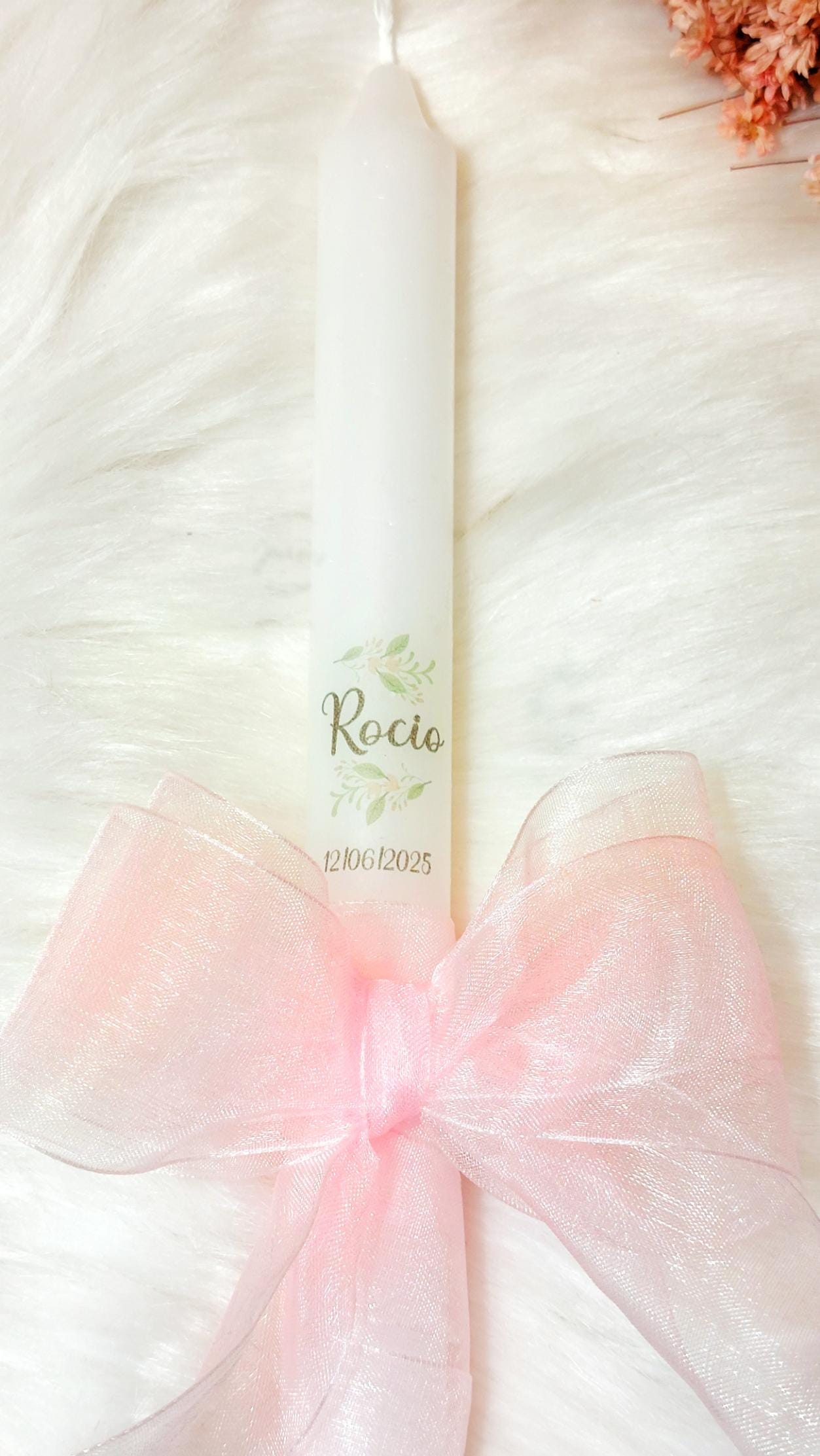 Vela de bautizo personalizada