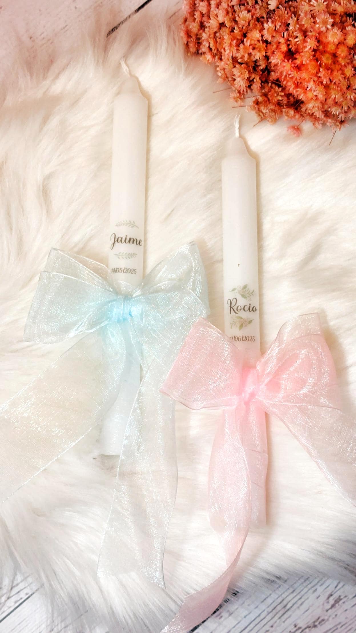 Vela de bautizo personalizada