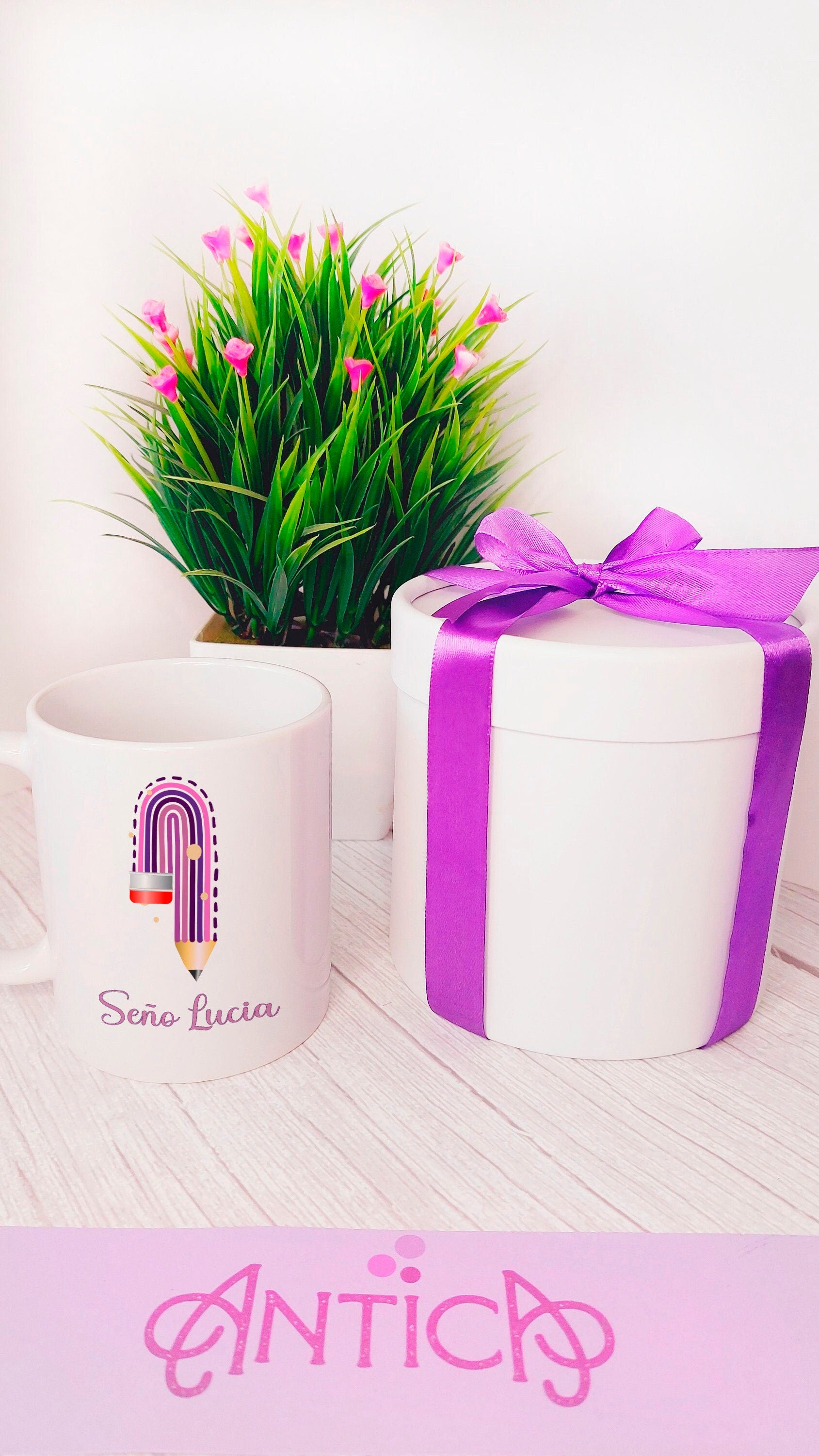 Taza especial para profesora en caja de regalo