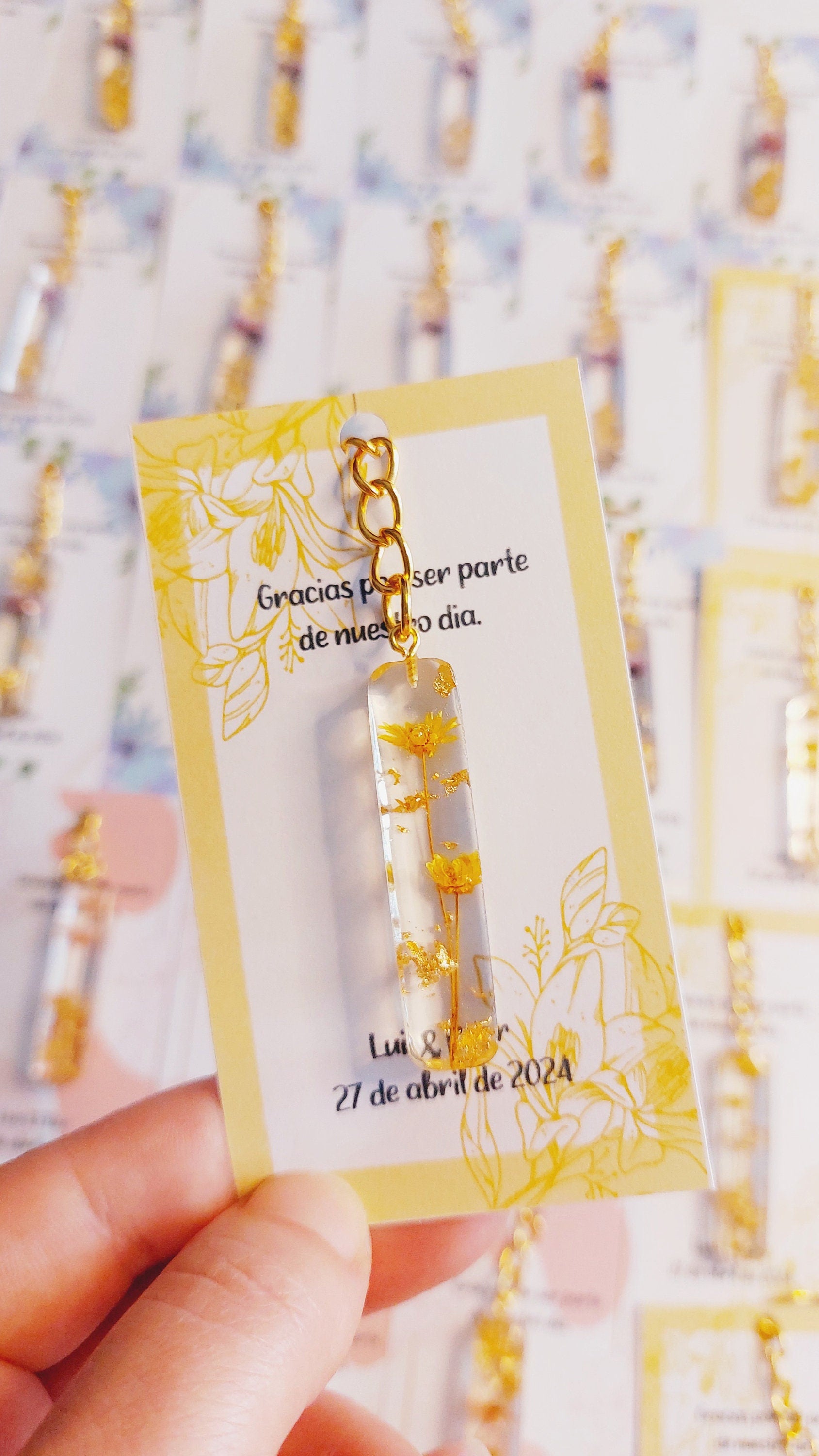 Llavero floral + Tarjeta