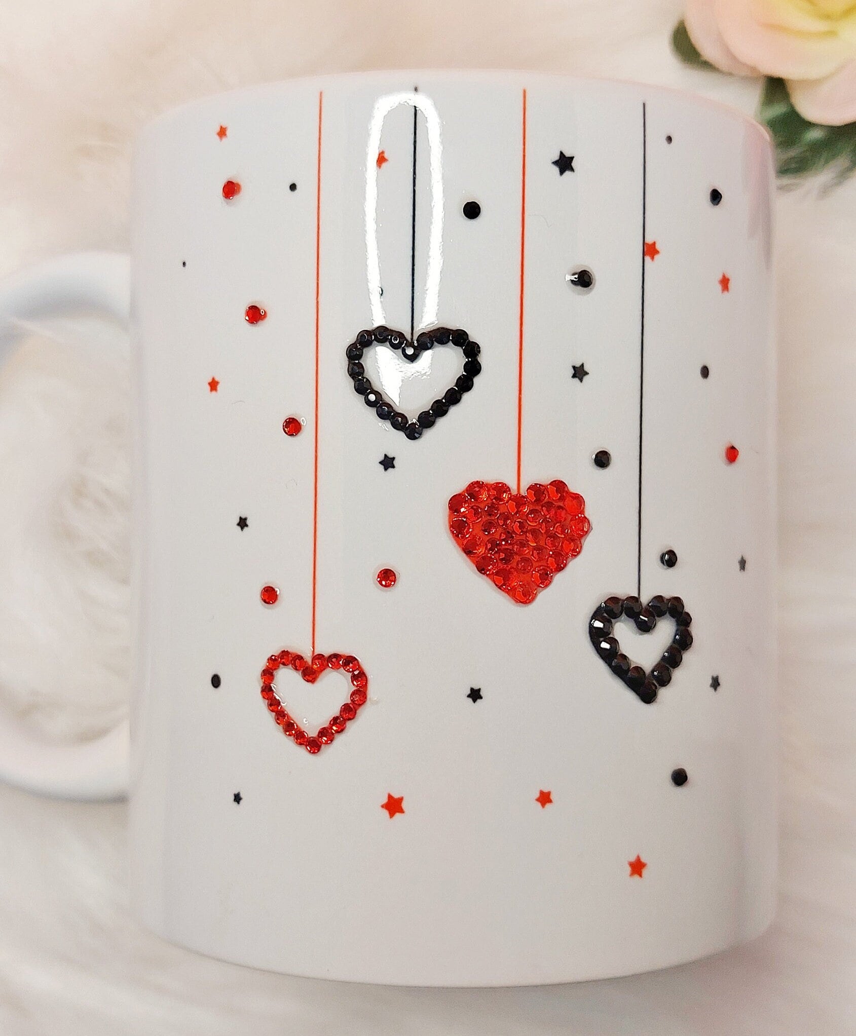 Taza cristales corazones personalizada
