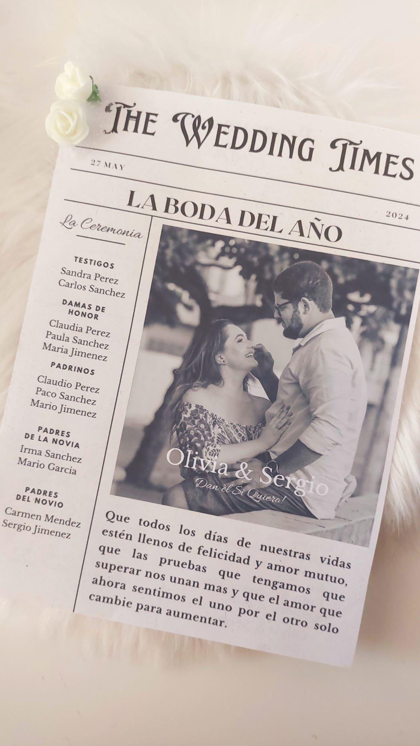 Periódico de Boda Personalizado