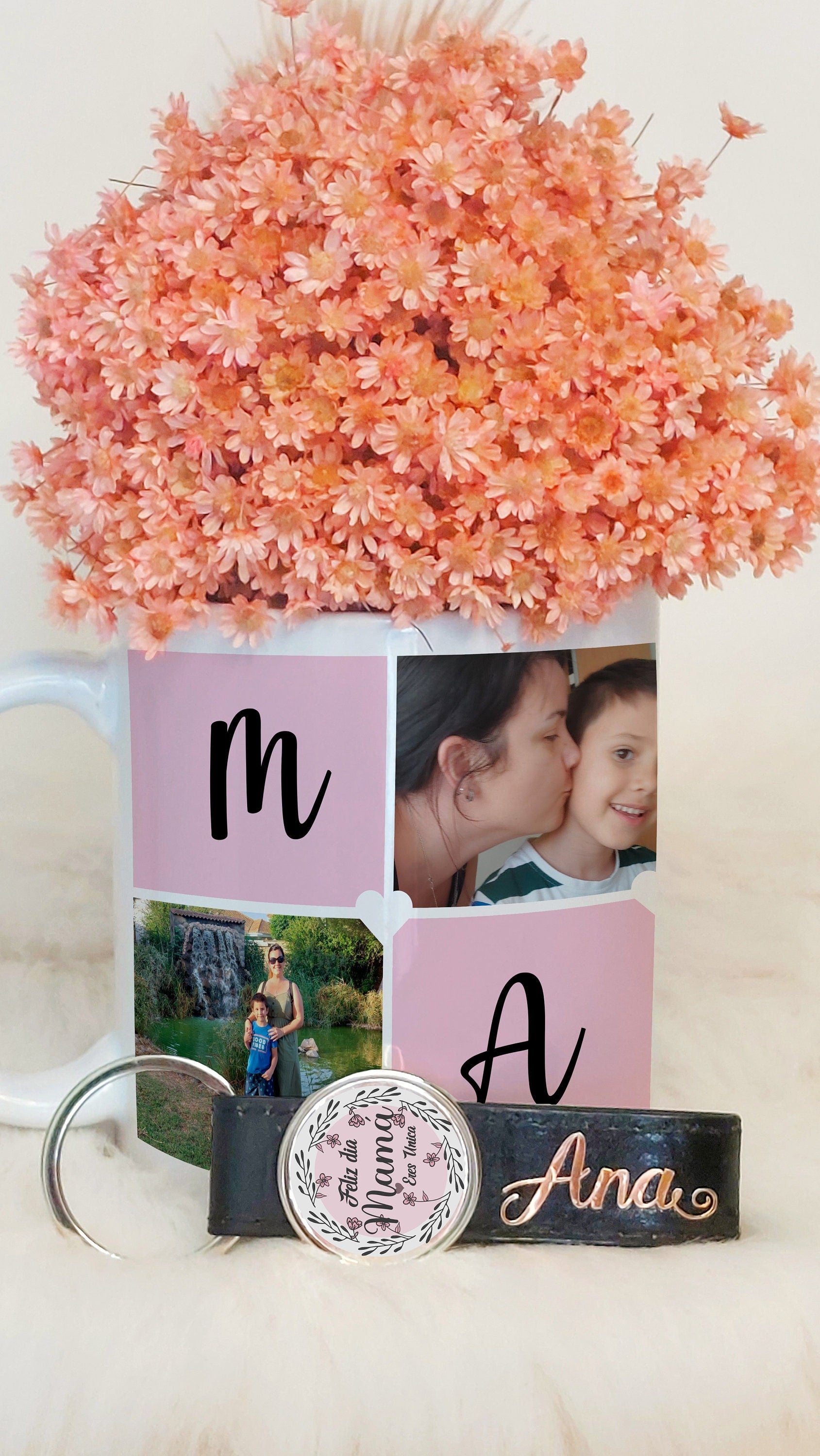 Taza + llavero con foto para mamá