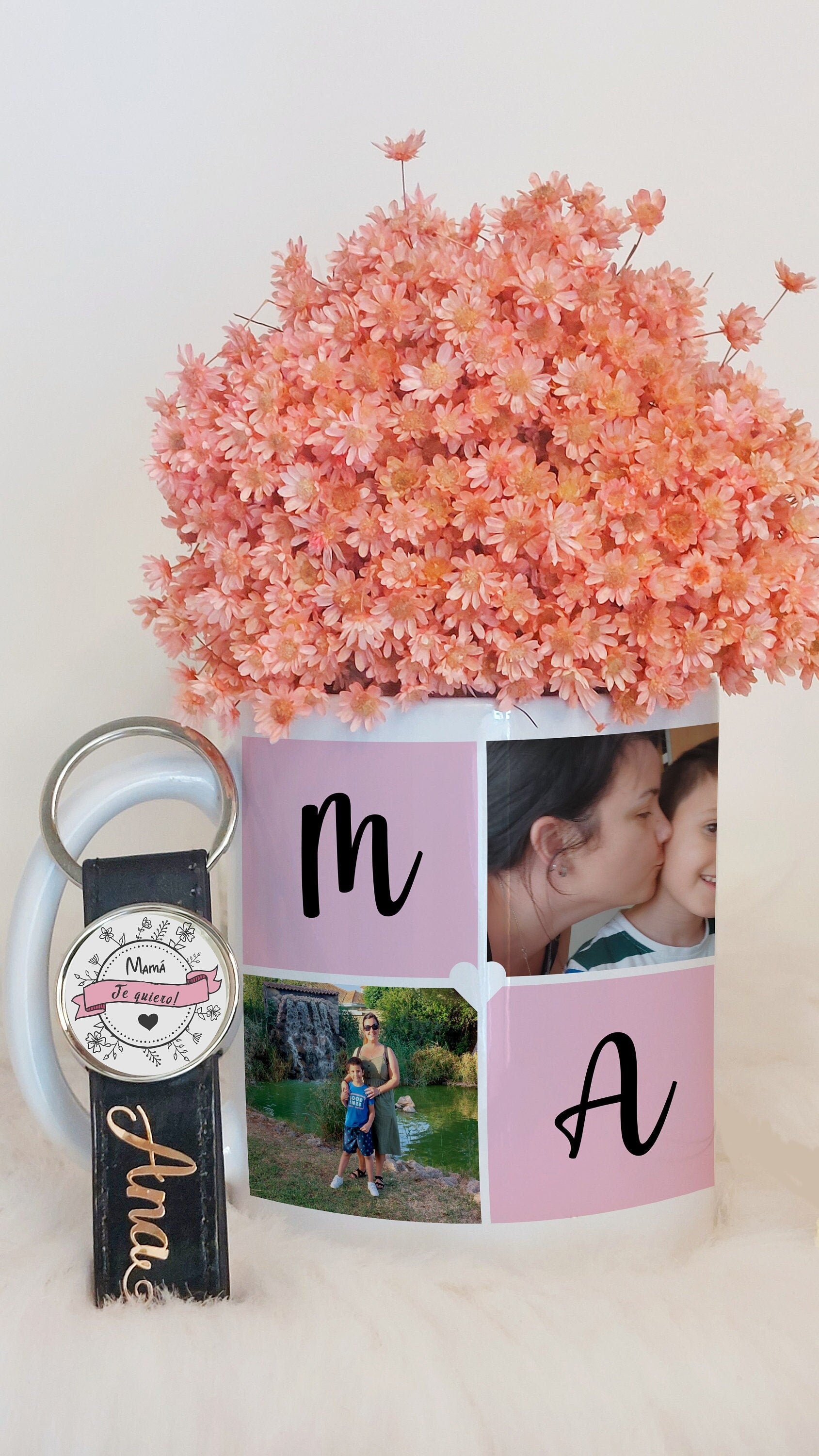Taza + llavero con foto para mamá