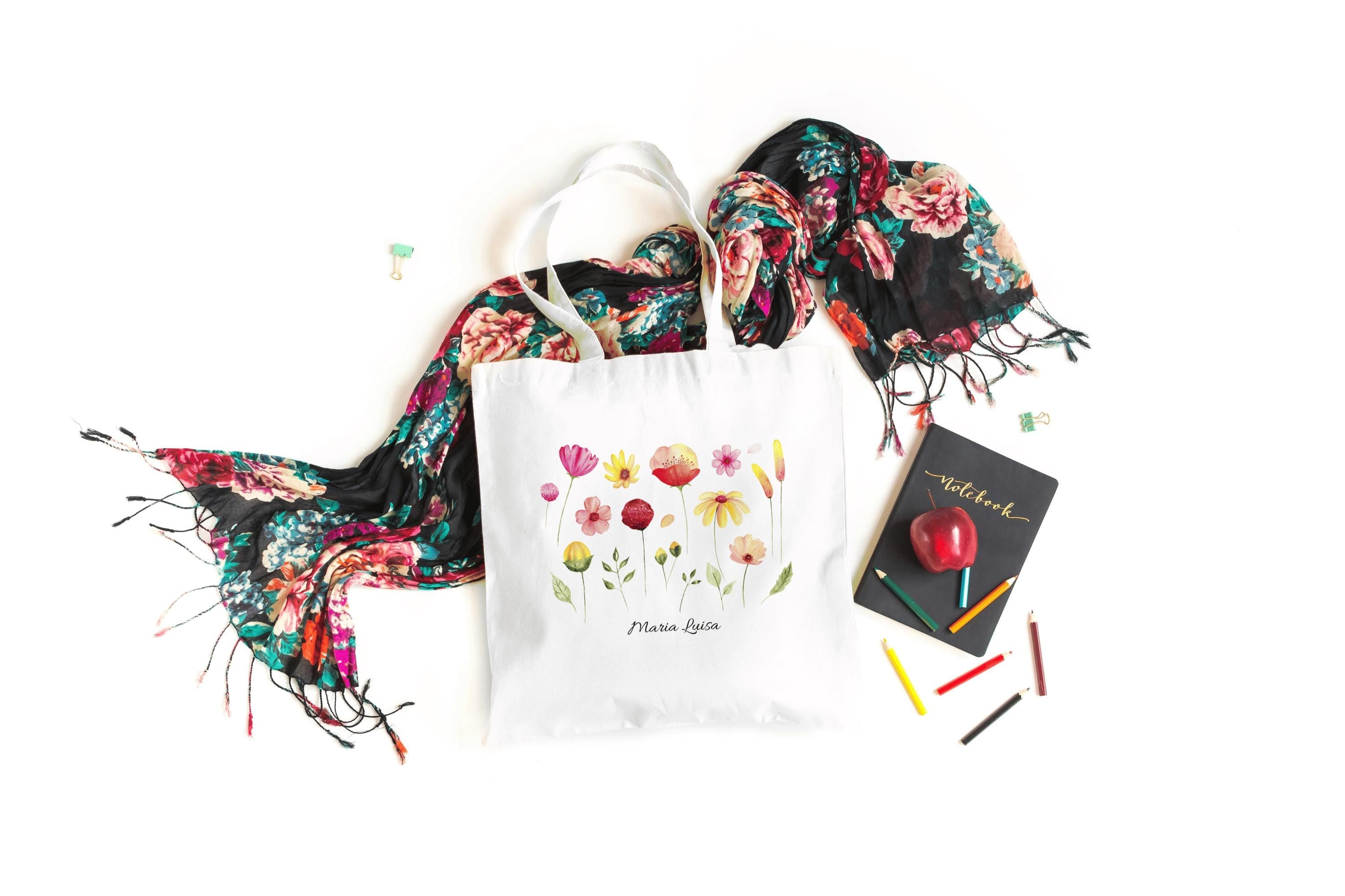 Bolso de tela personalizado floral