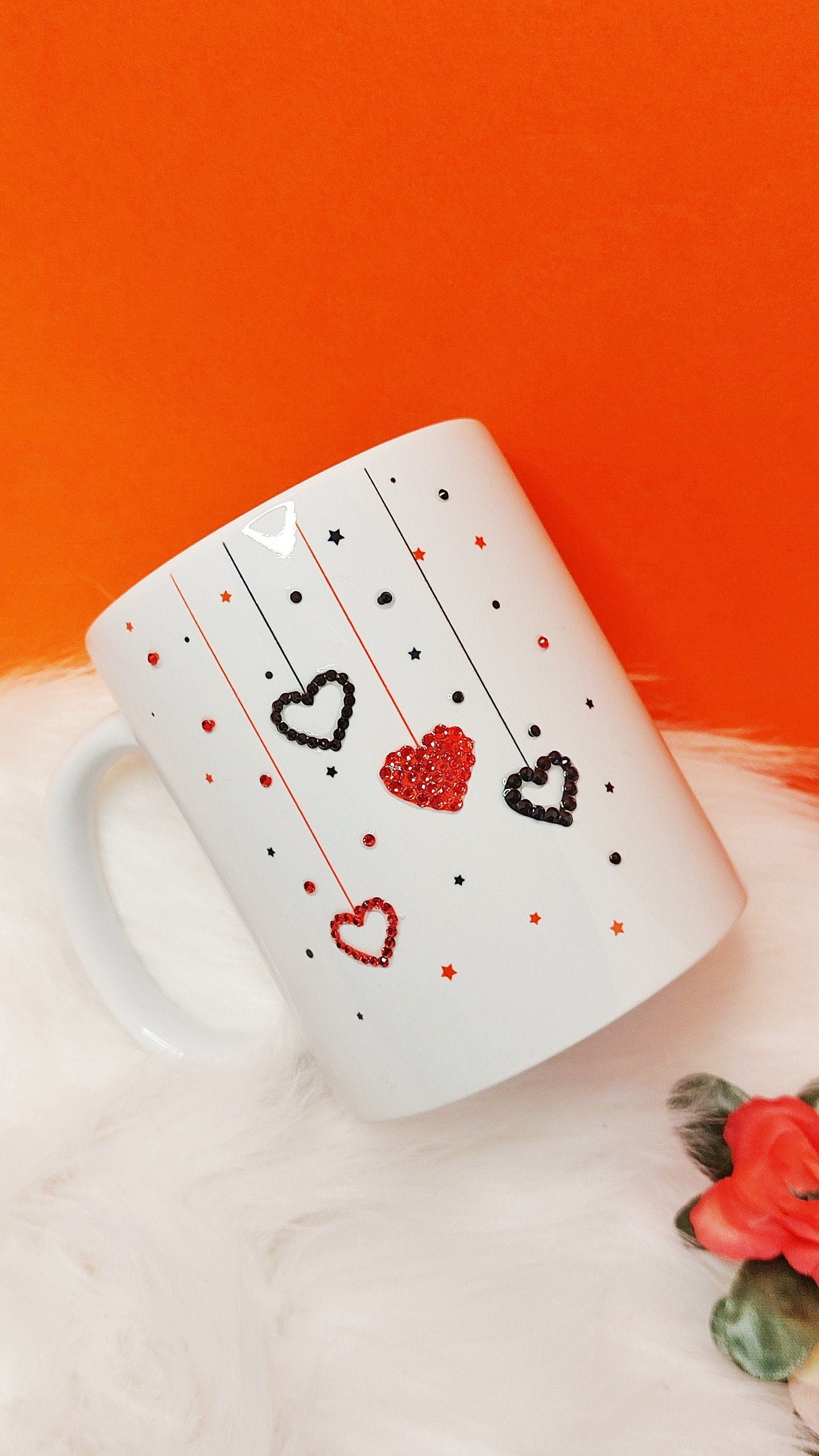 Taza cristales corazones personalizada