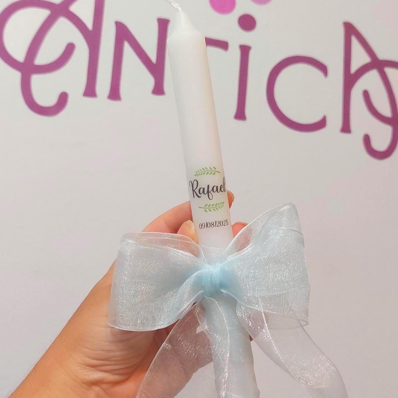 Vela de bautizo personalizada