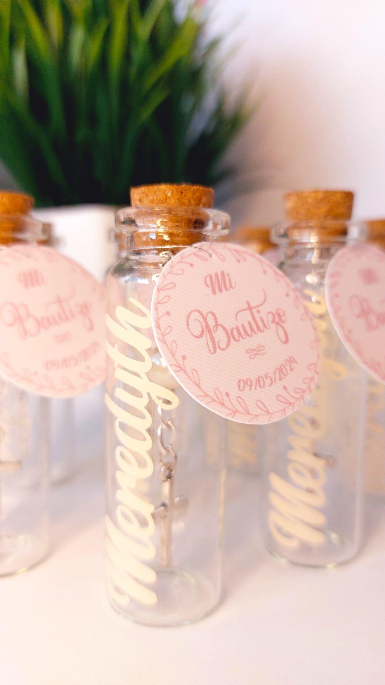 Botella con Rosario Personalizado para invitado