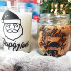 Vaso y tarro de cristal papá Noel