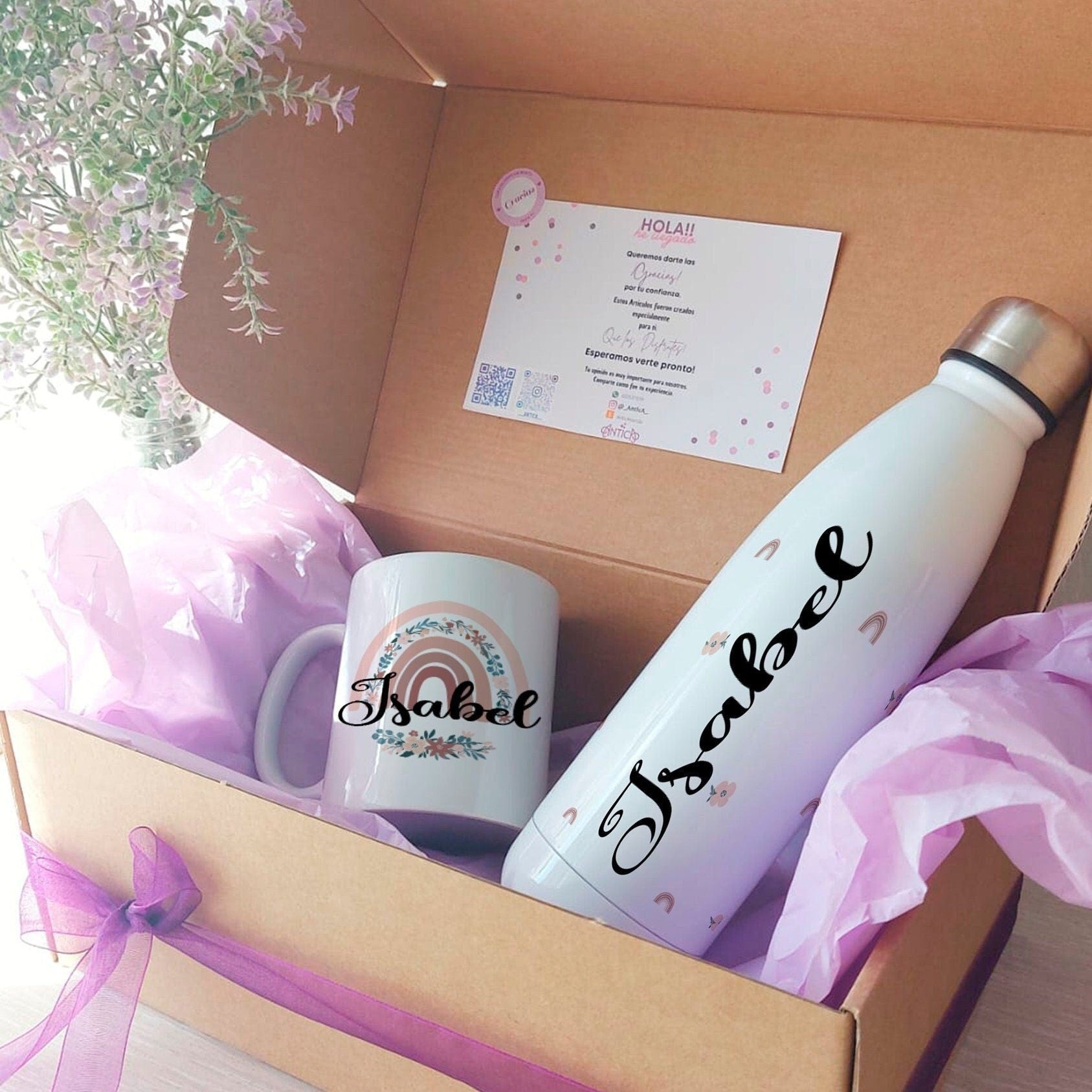 Pack regalo personalizado para amiga, regalo navidad, caja obsequio amigo invisible floral