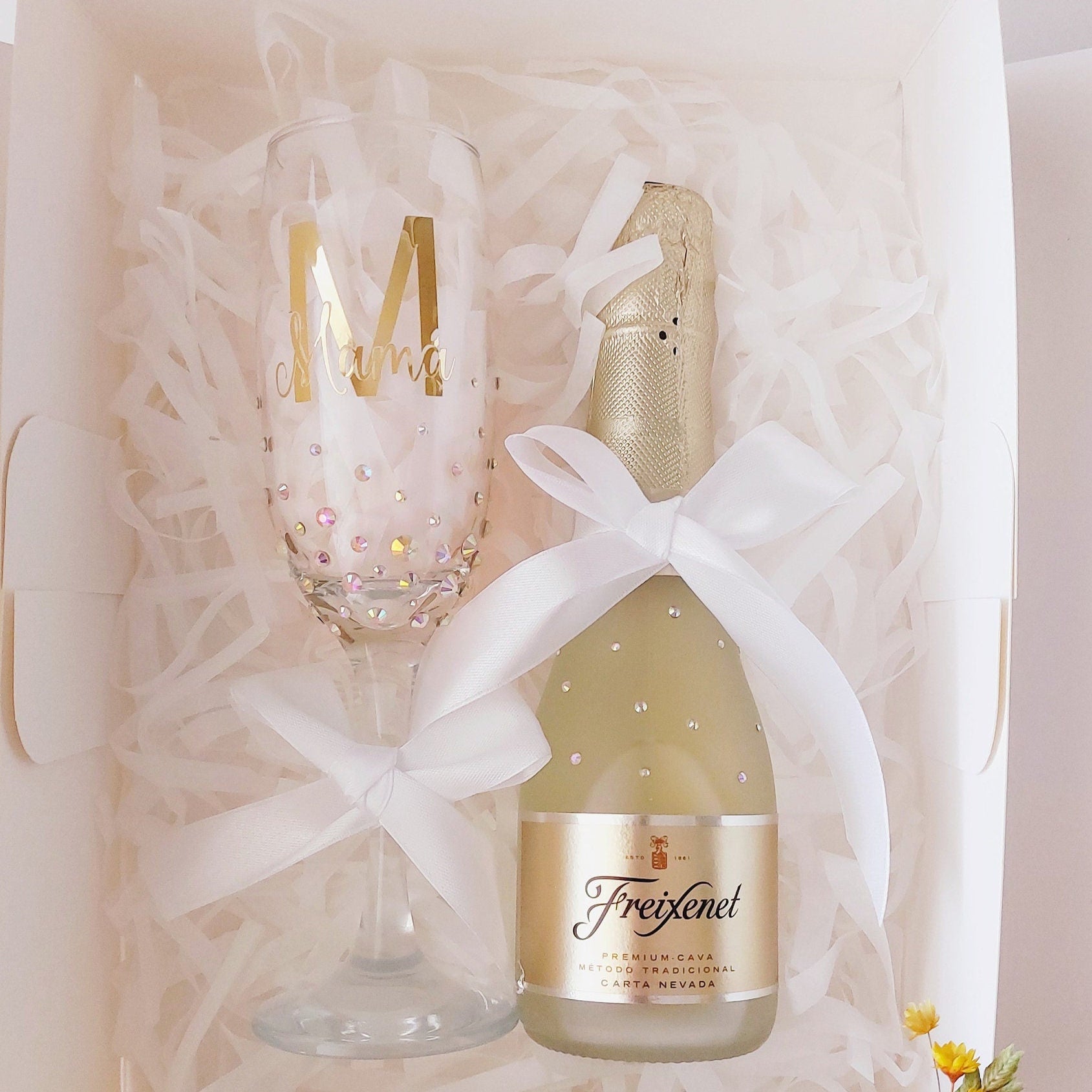  Regalo para Brindis de boda, Caja Regalo de copa Personalizada para Testigo de Boda, Regalo para mamá