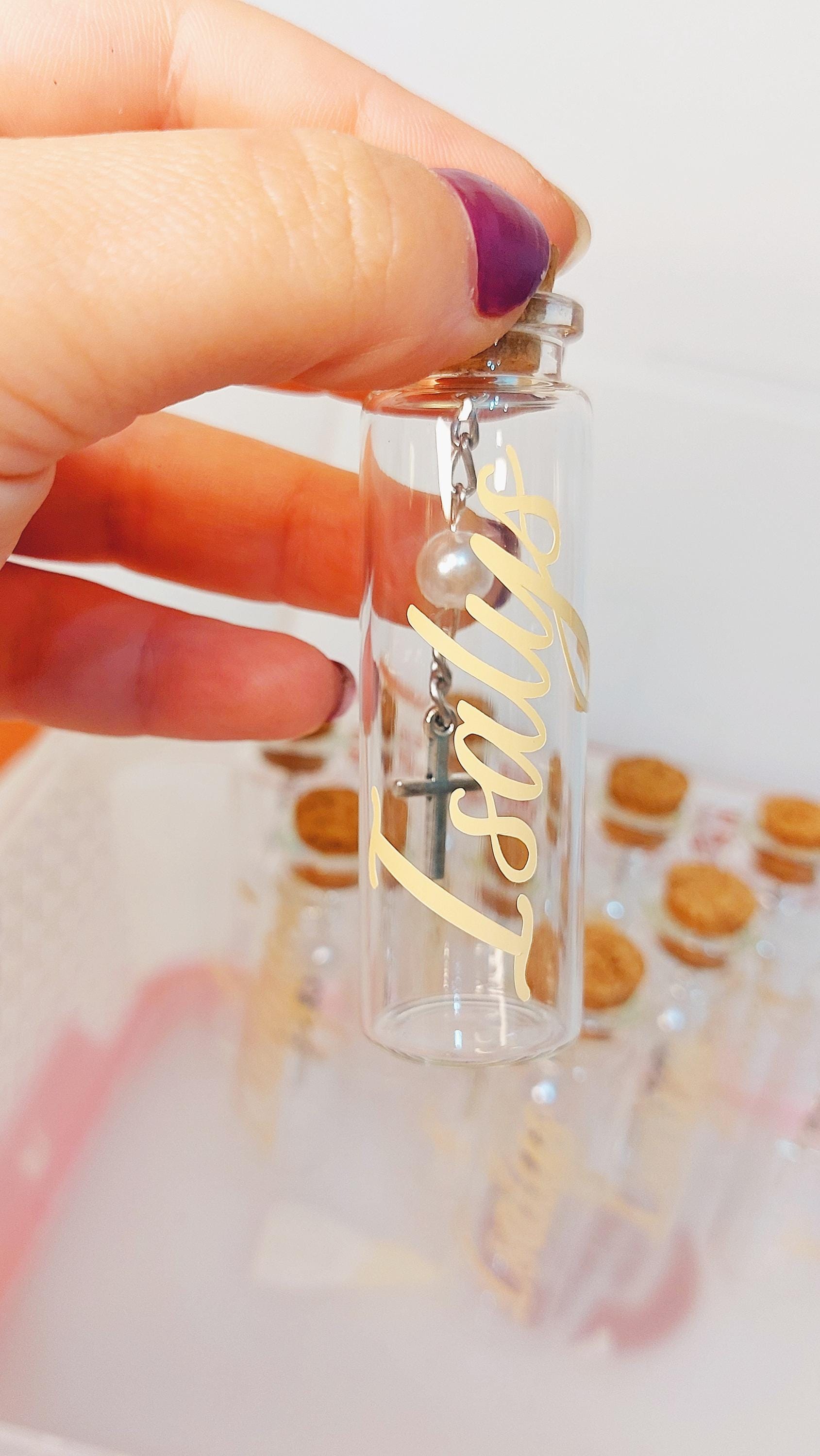 Botella con Rosario Personalizado para invitado