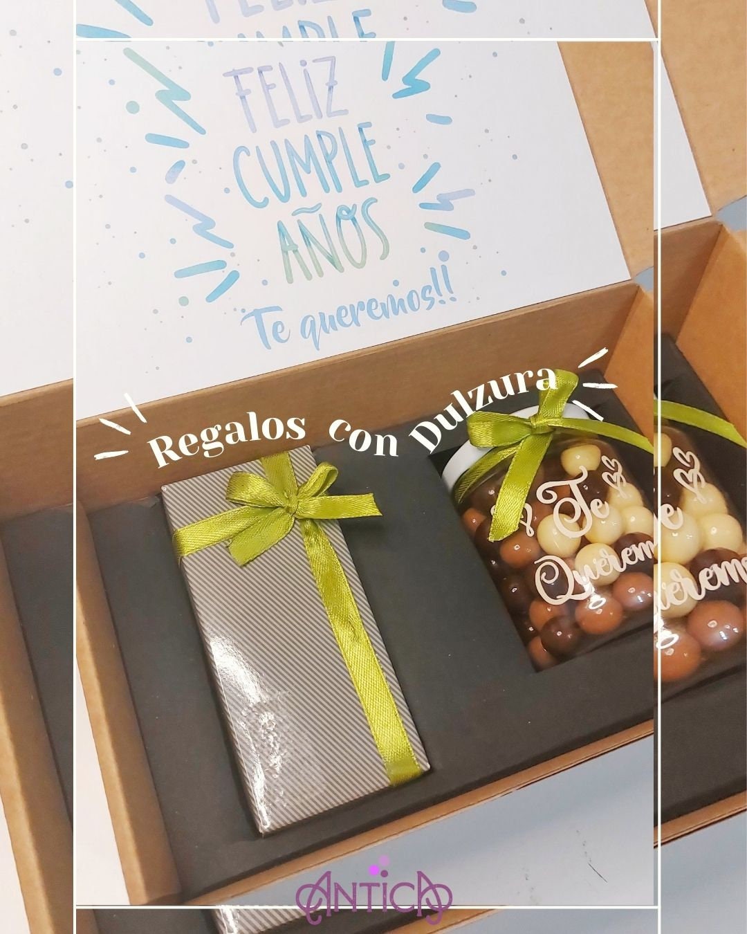 Caja regalo llavero + chocolates