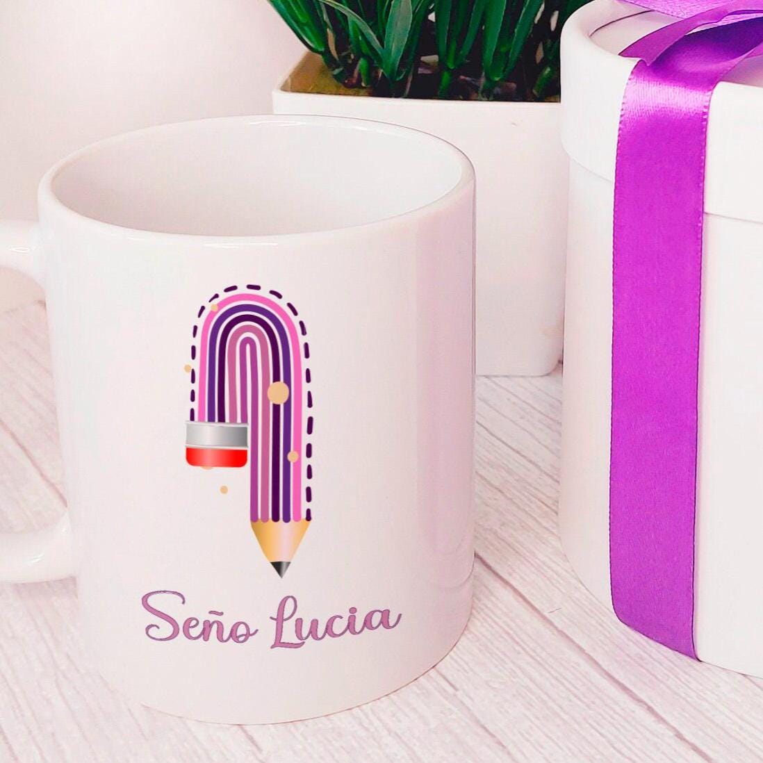 Taza especial para profesora en caja de regalo
