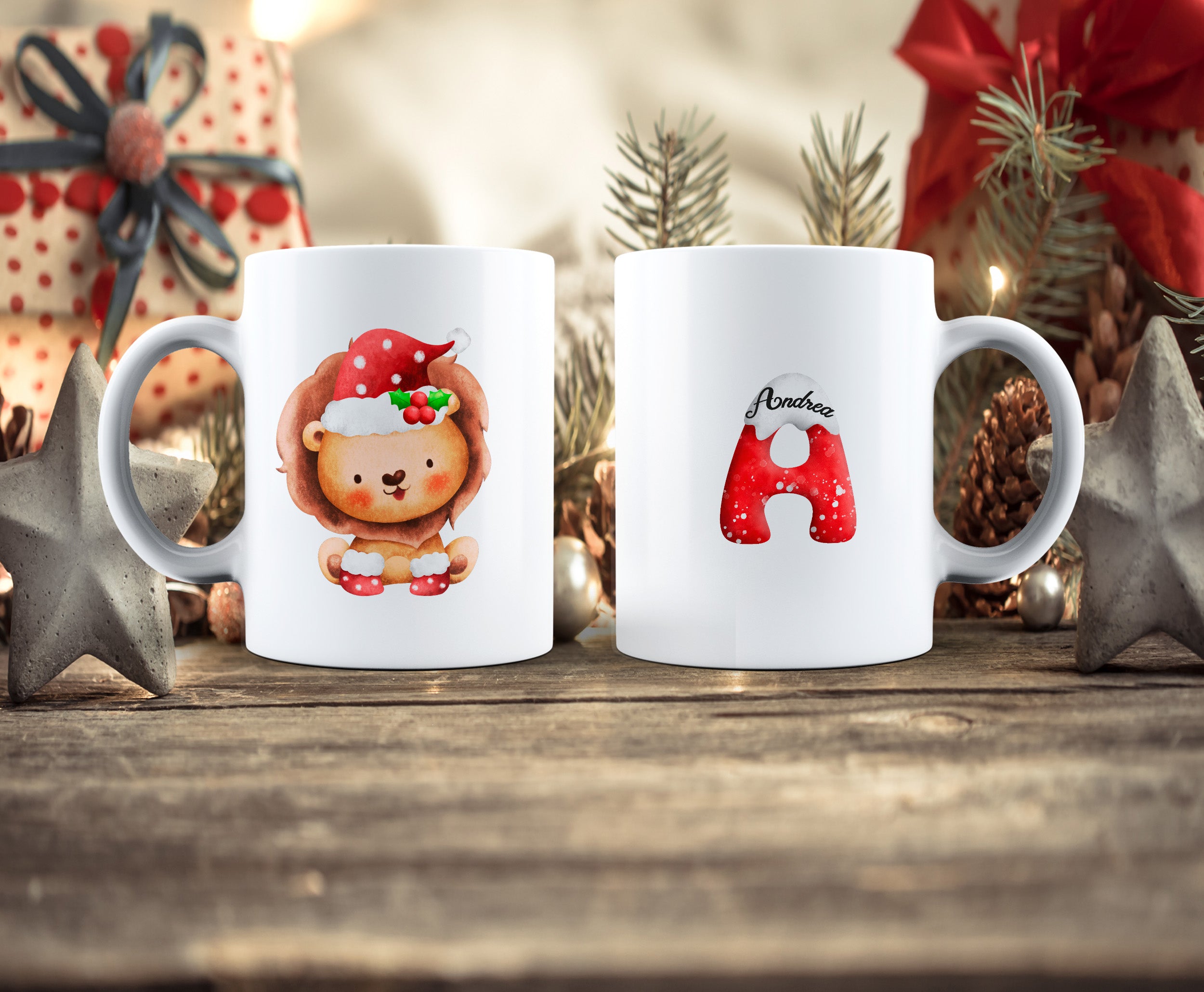 taza león infantil navideño
