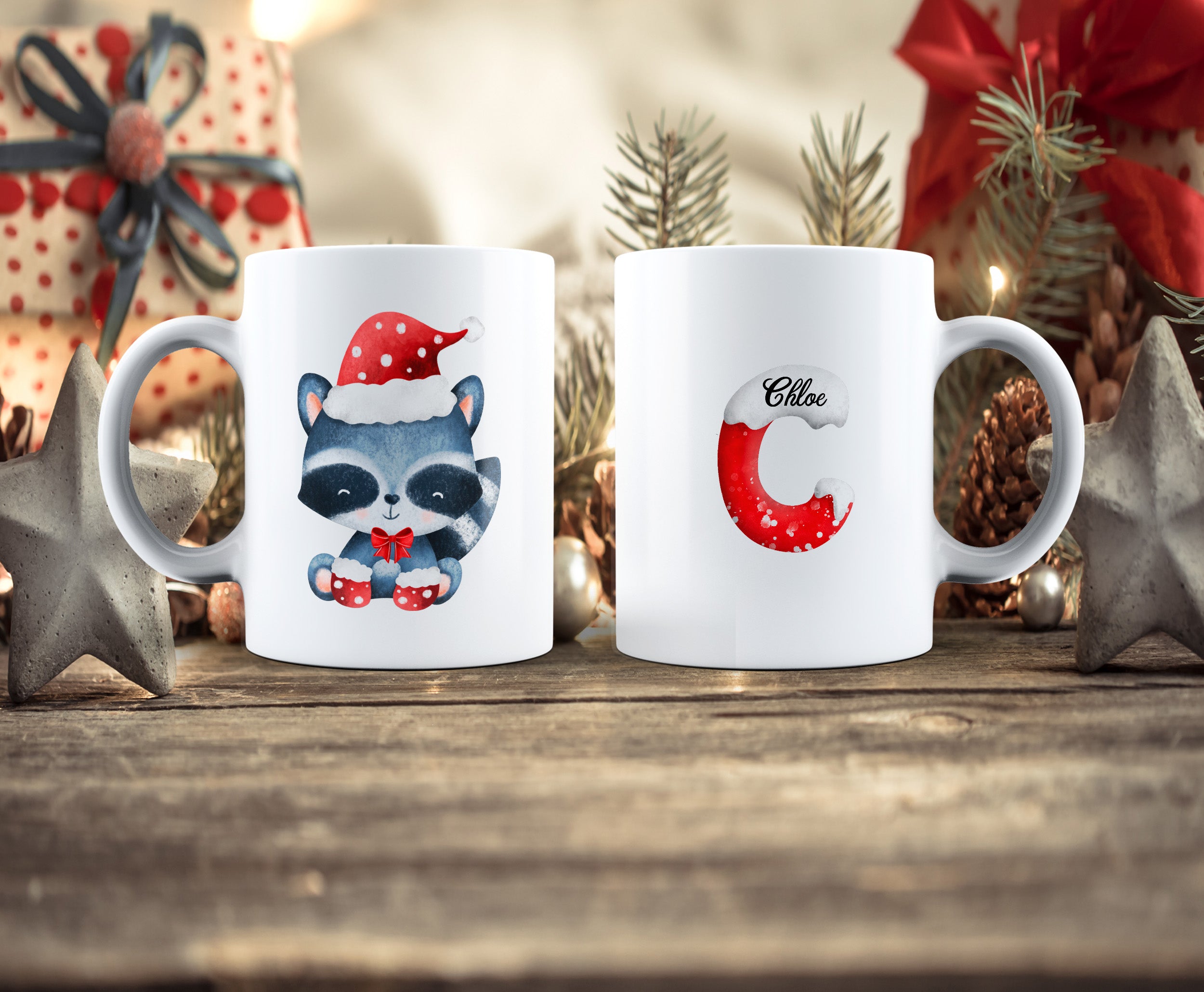 mapache tierno para niños en taza